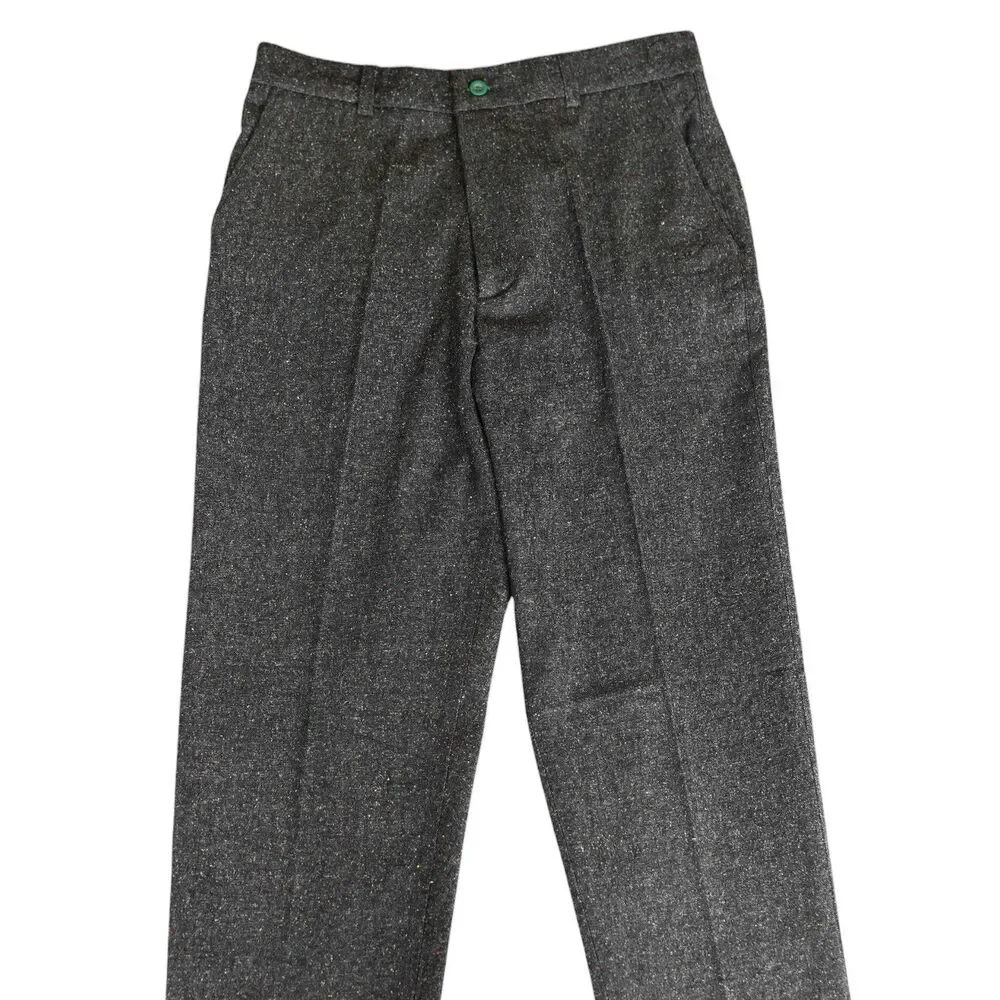 Mens 32 Gray Donegal Cotton Dress Pants Straight Fit Flat Front Trousers NWT